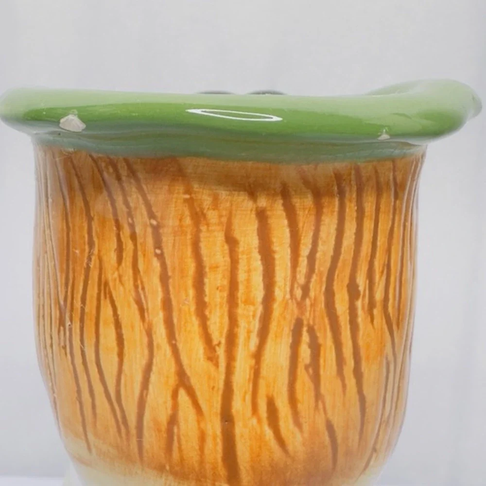 Vintage Susan Paley Ganz Ceramic Lady Vase JADE Hand Painted‎ Green FLAW READ